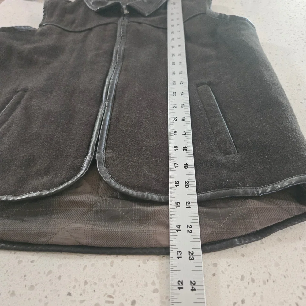 Cody James Vest Boys XL Brown Wool Blend Western Vest Faux Leather Trim CBFA19V7